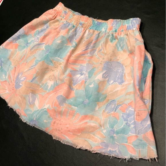 VTG Cut Off Convertible Floral Crop Baby Doll Tube Top / A-Line Flare Mini Skirt - Picture 8 of 14